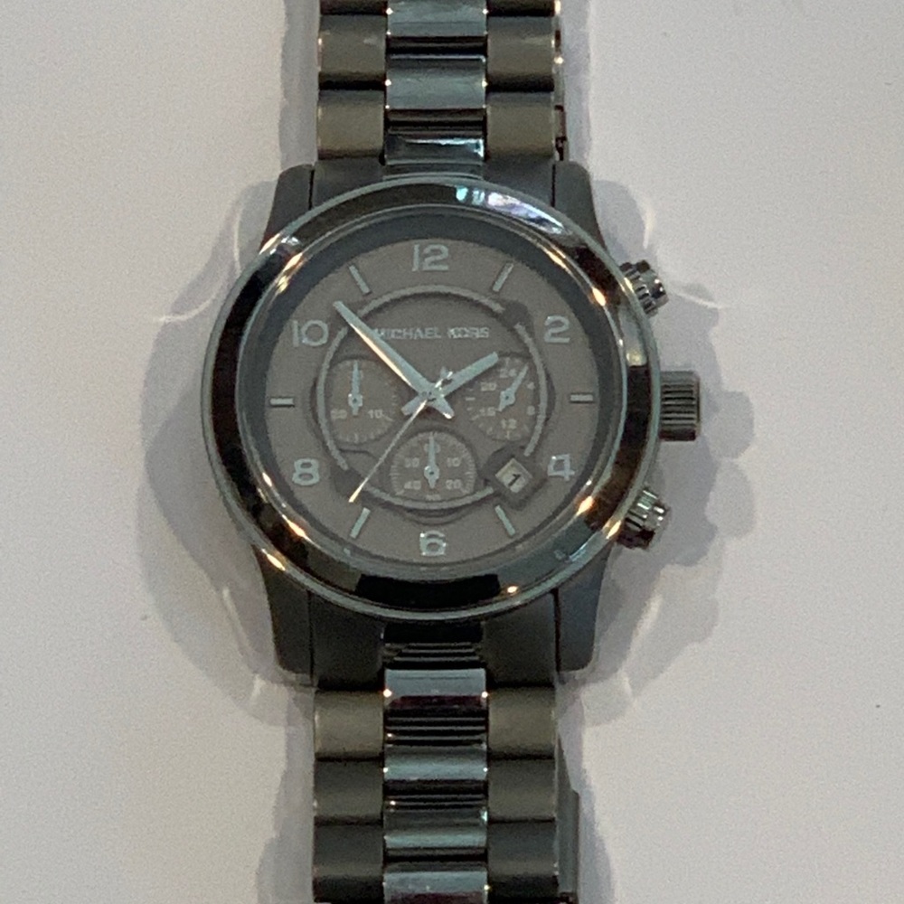 Michael Kors Gunmetal Titanium Runway Watch - Picture 1 of 5